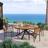 DEGHI Set pranzo tavolo rotondo 180 cm top effetto legno caramello e 4 sedie con braccioli in alluminio antracite - Carioca Wood