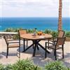 DEGHI Set pranzo tavolo rotondo 120 cm top effetto legno miele e 4 sedie con braccioli in alluminio antracite - Carioca Wood