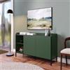 DEGHI Madia 140x80h cm verde con 2 ante e 2 vani a giorno e gambe in metallo nero - Jewel
