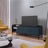 DEGHI Mobile porta tv 160x55h cm blu con 3 ante e 2 vani a giorno e gambe in metallo nero - Jewel