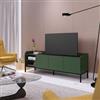 DEGHI Mobile porta tv 160x55h cm verde con 3 ante e 2 vani a giorno e gambe in metallo nero - Jewel