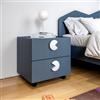DEGHI Cassettiera 50x44h cm con 2 cassetti blu soft close e ruote - Jennifer