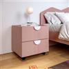 DEGHI Cassettiera 50x44h cm con 2 cassetti rosa soft close e ruote - Jennifer