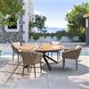 DEGHI Set pranzo antracite con tavolo rotondo 180 cm effetto legno miele e 4 poltroncine in corda cappuccino - Kyla