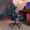 DEGHI Poltrona da gaming in similpelle nera e blu con poggiatesta e supporto lombare - Duty