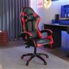DEGHI Poltrona da gaming in similpelle nera e rossa con poggiatesta e supporto lombare - Duty