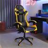 DEGHI Poltrona da gaming in similpelle nera giallo blu con poggiatesta e supporto lombare - Duty