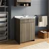 DEGHI Mobile lavatoio 60x45 cm 2 ante rovere trufa con vasca e strofinatoio - Fiona