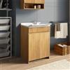 DEGHI Mobile lavatoio 60x45 cm 2 ante rovere marley con vasca e strofinatoio - Fiona