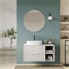 DEGHI Mobile bagno sospeso con cassetti e vani a giorno 100 cm bianco opaco cannettato con top - Mida