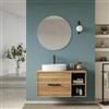 DEGHI Mobile bagno sospeso con cassetti e vani a giorno 100 cm rovere acero cannettato con top - Mida