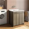 DEGHI Mobile lavatoio 75x60 cm 2 ante rovere trufa con doppia vasca - Fiona