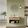 DEGHI Mobile bagno sospeso con cassetto e vano a giorno 80 cm rovere acero cannettato con lavabo - Mida
