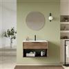DEGHI Mobile bagno sospeso con cassetto e vano a giorno 80 cm rovere america cannettato con lavabo - Mida