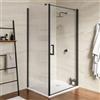DEGHI Box doccia 80x100 cm lato fisso cannettato con battente e profilo nero 200h - Artego Duo