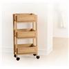 DEGHI Carrello da cucina 40x86h cm in legno chiaro e paglia di Vienna - Saski