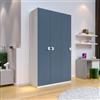 DEGHI Armadio battente 137x240h cm 3 ante reversibili con soft close bianco e blu - Jennifer