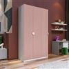 DEGHI Armadio battente 137x240h cm 3 ante reversibili con soft close bianco e rosa - Jennifer