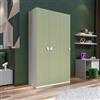DEGHI Armadio battente 137x240h cm 3 ante reversibili con soft close bianco e verde - Jennifer