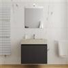 DEGHI Mobile bagno sospeso 70 cm 2 ante antracite cannettato con lavabo alto effetto cemento - Nerk