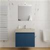 DEGHI Mobile bagno sospeso 70 cm 2 ante blu oceano cannettato con lavabo alto effetto cemento - Nerk