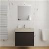 DEGHI Mobile bagno sospeso 70 cm 2 ante cioccolato cannettato con lavabo alto effetto cemento - Nerk