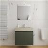 DEGHI Mobile bagno sospeso 70 cm 2 ante verde cemento cannettato con lavabo alto effetto cemento - Nerk