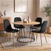 DEGHI Set 4 sedie tessuto nero con gambe effetto legno - Finesse Soft