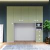 DEGHI Armadio a ponte 245x55 cm bianco e verde con 5 ante e 3 cassetti con soft close - Jennifer