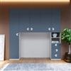 DEGHI Armadio a ponte 245x55 cm bianco e blu con 5 ante e 3 cassetti con soft close - Jennifer