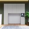 DEGHI Armadio a ponte 245x55 cm bianco e gesso con 5 ante e 3 cassetti con soft close - Jennifer