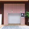 DEGHI Armadio a ponte 245x55 cm bianco e rosa con 5 ante e 3 cassetti con soft close - Jennifer