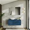 DEGHI Mobile bagno sospeso 100 cm blu oceano cannettato con top - Konai