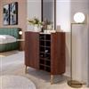 DEGHI Credenza 106x97h cm noce e top in similpelle beige con 1 anta e portabottiglie - Keegan