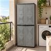 DEGHI Armadio da esterno con 2 ante 64x37x165h cm in resina grigio e nero - Vilgot