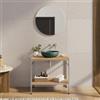 DEGHI Mobile bagno a terra 80 cm portalavabo acciaio inox satinato e rovere - Axis