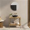 DEGHI Mobile bagno a terra 80 cm portalavabo oro spazzolato e rovere con specchio - Axis