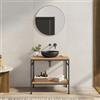 DEGHI Mobile bagno a terra 80 cm portalavabo nero spazzolato e rovere con specchio - Axis