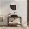 DEGHI Mobile bagno a terra 100 cm portalavabo nero spazzolato e rovere con specchio - Axis