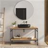 DEGHI Mobile bagno a terra 120 cm portalavabo nero spazzolato e rovere con specchio - Axis
