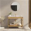 DEGHI Mobile bagno a terra 100 cm oro spazzolato e rovere con lavabo integrato e specchio - Axis