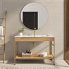 DEGHI Mobile bagno a terra 120 cm oro spazzolato e rovere con lavabo integrato e specchio - Axis