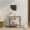 DEGHI Mobile bagno a terra 80 cm nero spazzolato e rovere con lavabo integrato e specchio - Axis