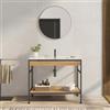 DEGHI Mobile bagno a terra 100 cm nero spazzolato spazzolato e rovere con lavabo integrato e specchio - Axis