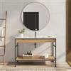 DEGHI Mobile bagno a terra 120 cm nero spazzolato e rovere con lavabo integrato e specchio - Axis