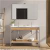 DEGHI Mobile bagno a terra 120 cm acciaio inox satinato e rovere con doppio lavabo integrato e specchio - Axis