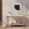 DEGHI Mobile bagno a terra 120 cm acciaio inox satinato e rovere con lavabo integrato dx - Axis