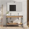 DEGHI Mobile bagno a terra 120 cm nero spazzolato e rovere con doppio lavabo integrato e specchio - Axis