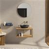 DEGHI Mobile bagno sospeso 80 cm portalavabo oro spazzolato e rovere con specchio - Axis