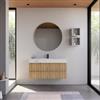 DEGHI Mobile bagno sospeso 120 cm rovere acero cannettato con lavabo alto effetto marmo apuano imperiale - Gaia